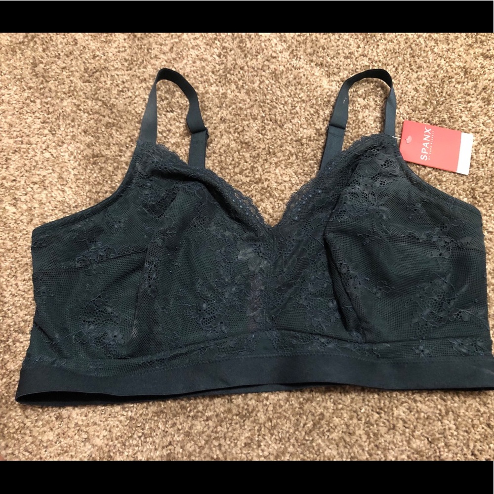 Spanx bralette, NWT, 2XL, Hunter Green, lace,